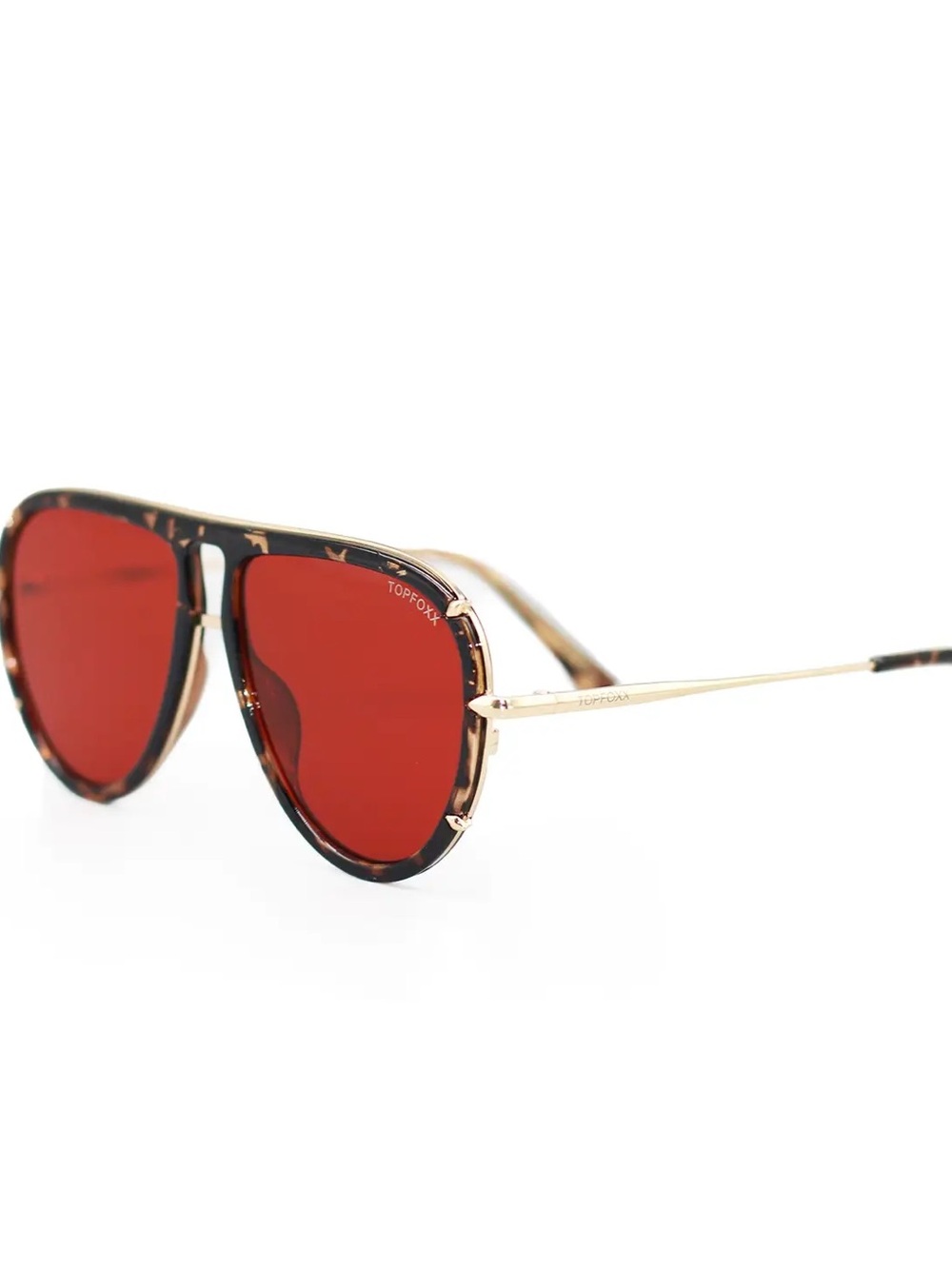 TOPFOXX Tortoiseshell Aviator Sunglasses with Red Lenses - Picture 2 of 14
